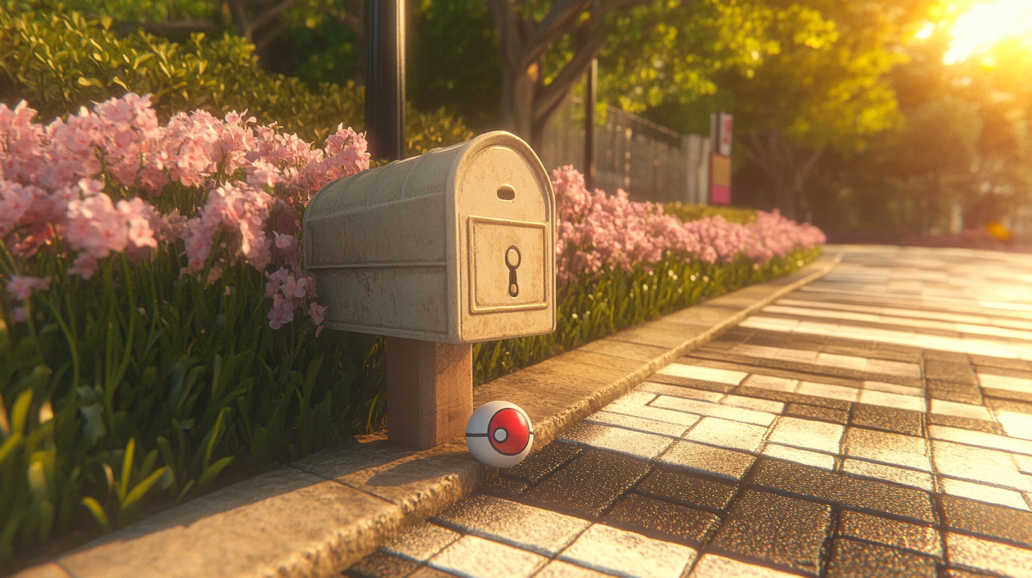 A mailbox with a Pokéball at its base, symbolizing hope and connection