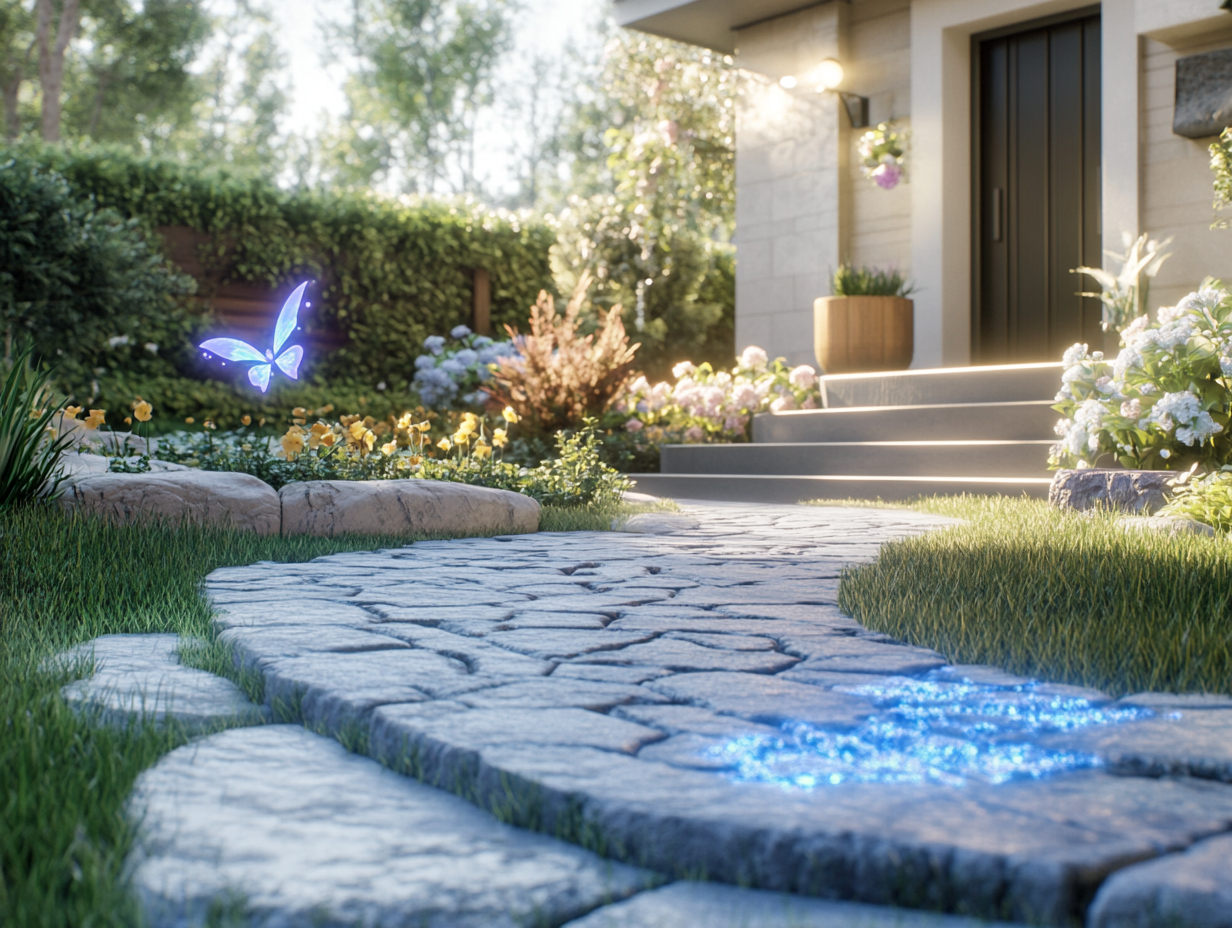 Advanced Living Features: A serene environment with glowing tiles and subtle Charizard claw marks