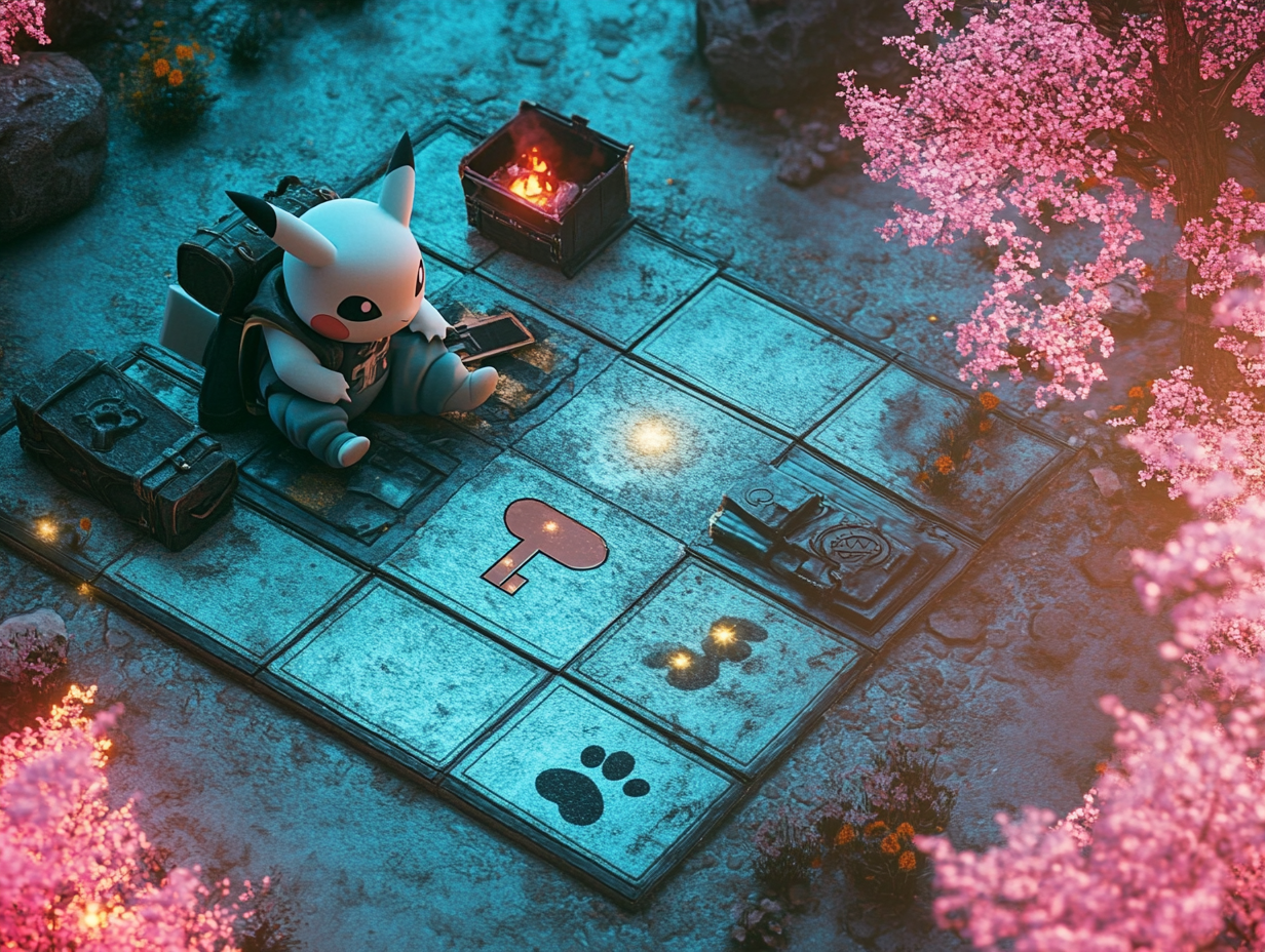 Key Features of Transition Housing: A welcoming home with glowing Monopoly-like tiles and Pikachu footprints