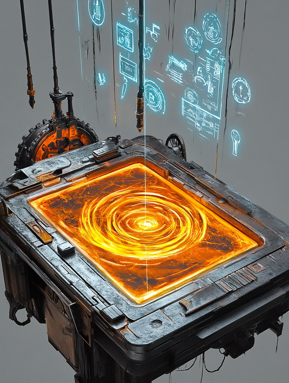 An alchemical circle glowing with career data, symbolizing the fusion of insights and action