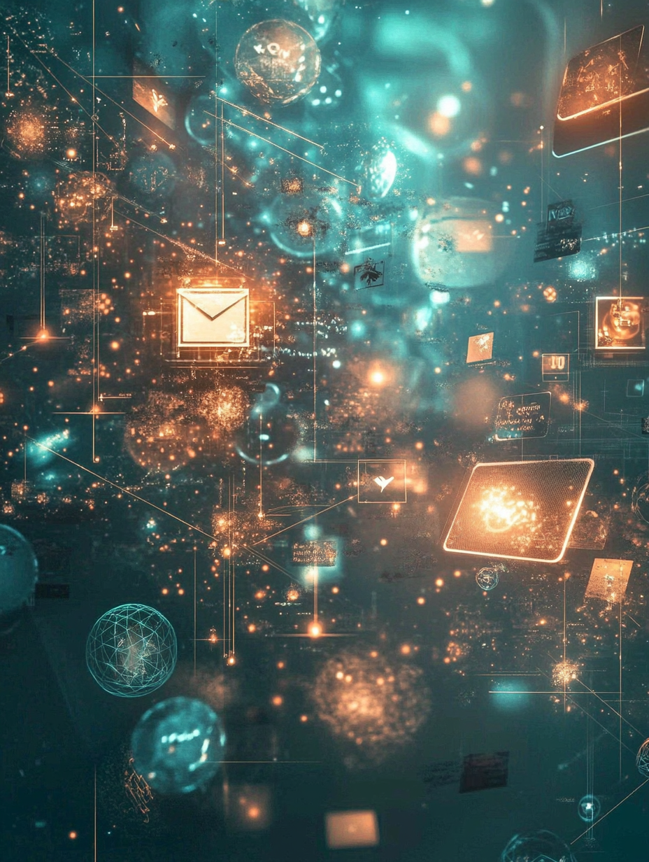 Ethereal sylphs weaving glowing threads of inspiration into a dynamic podcast