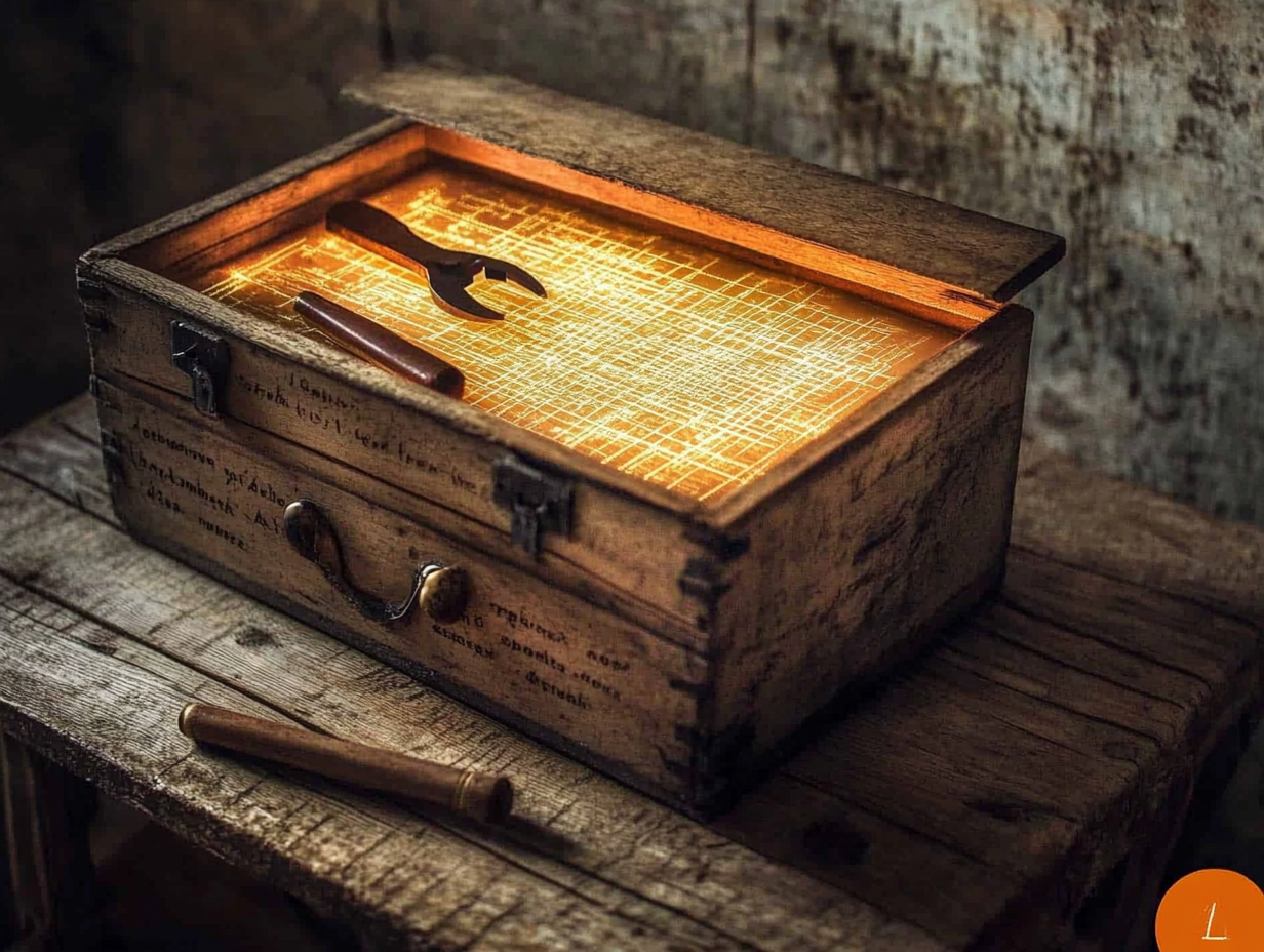 A glowing toolkit with icons representing career advancement, symbolizing a fantasy-themed Pro