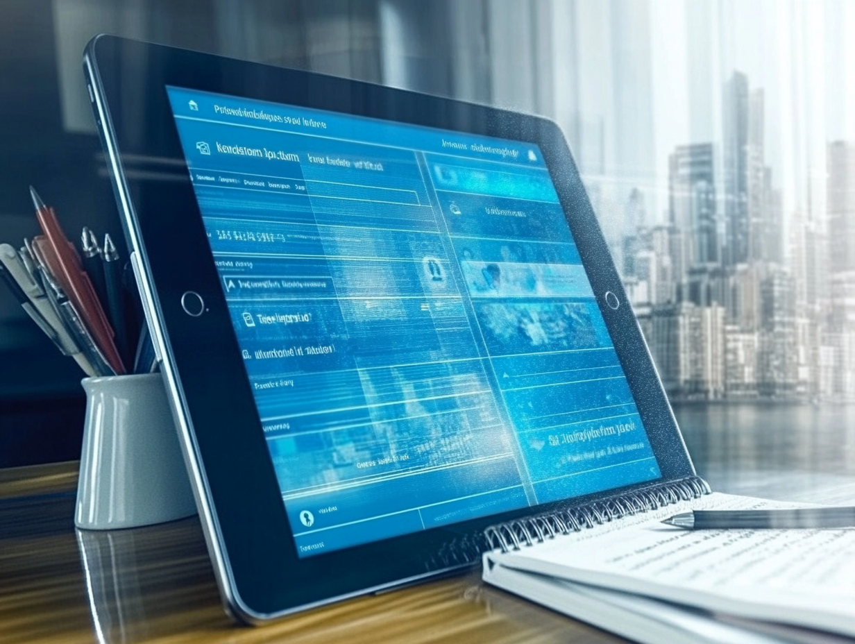 A glowing LinkedIn profile surrounded by geometric patterns, symbolizing professional visibility and networking success